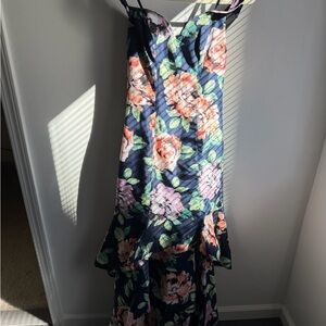 Floral Navy Off Shoulder Maxi Dress